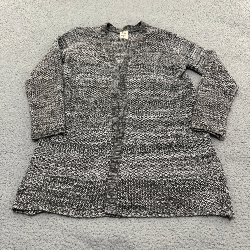 Sinsay Cardigan Sweater Womens Size M Grey Marl Textured Open Front Longline